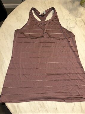 Athleta Mauve Striped Racerback Tank Top size medium